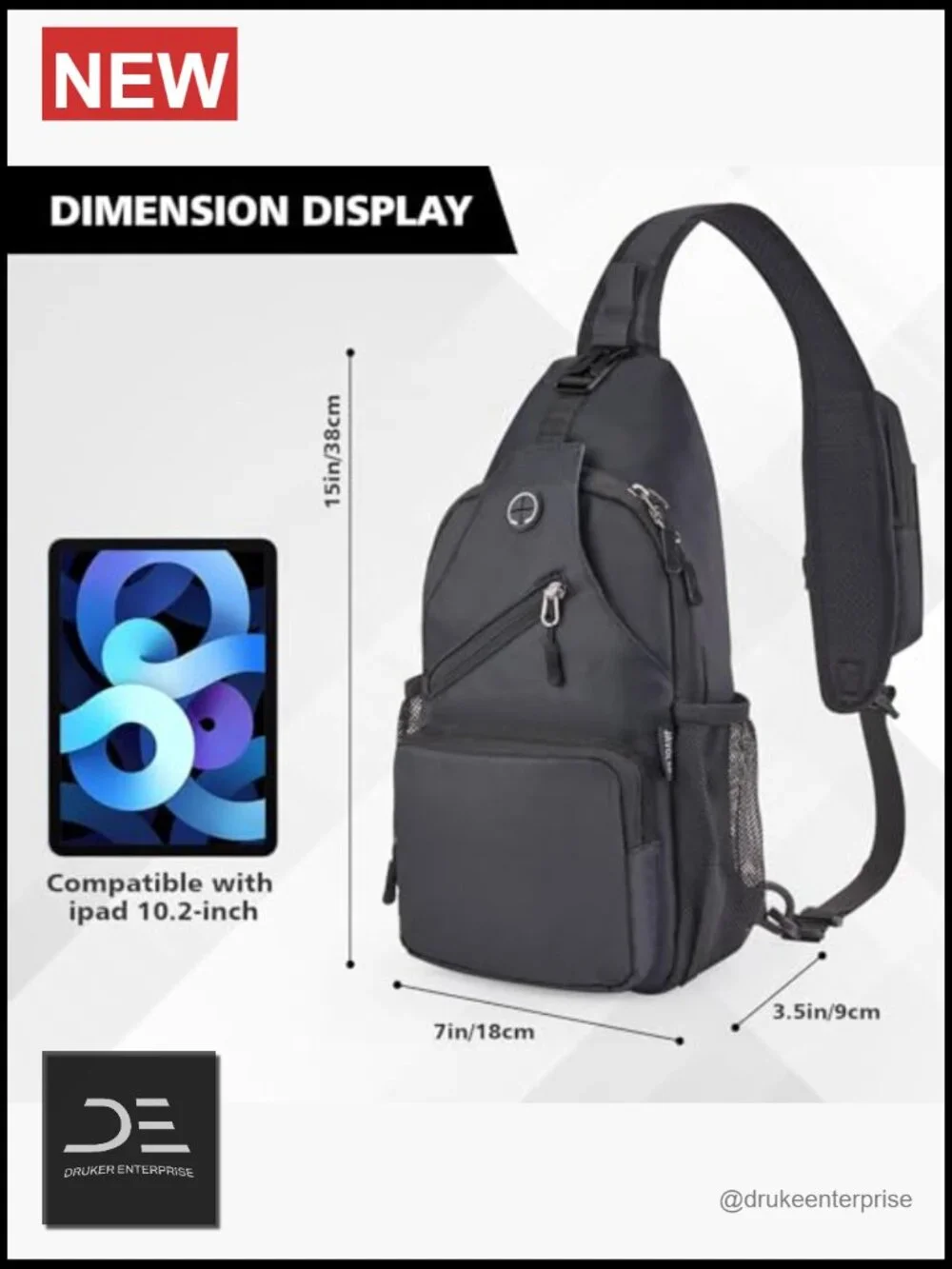 Crossbody Sling Bag for Men Travel Hiking Daypack Backpack with Adjustable